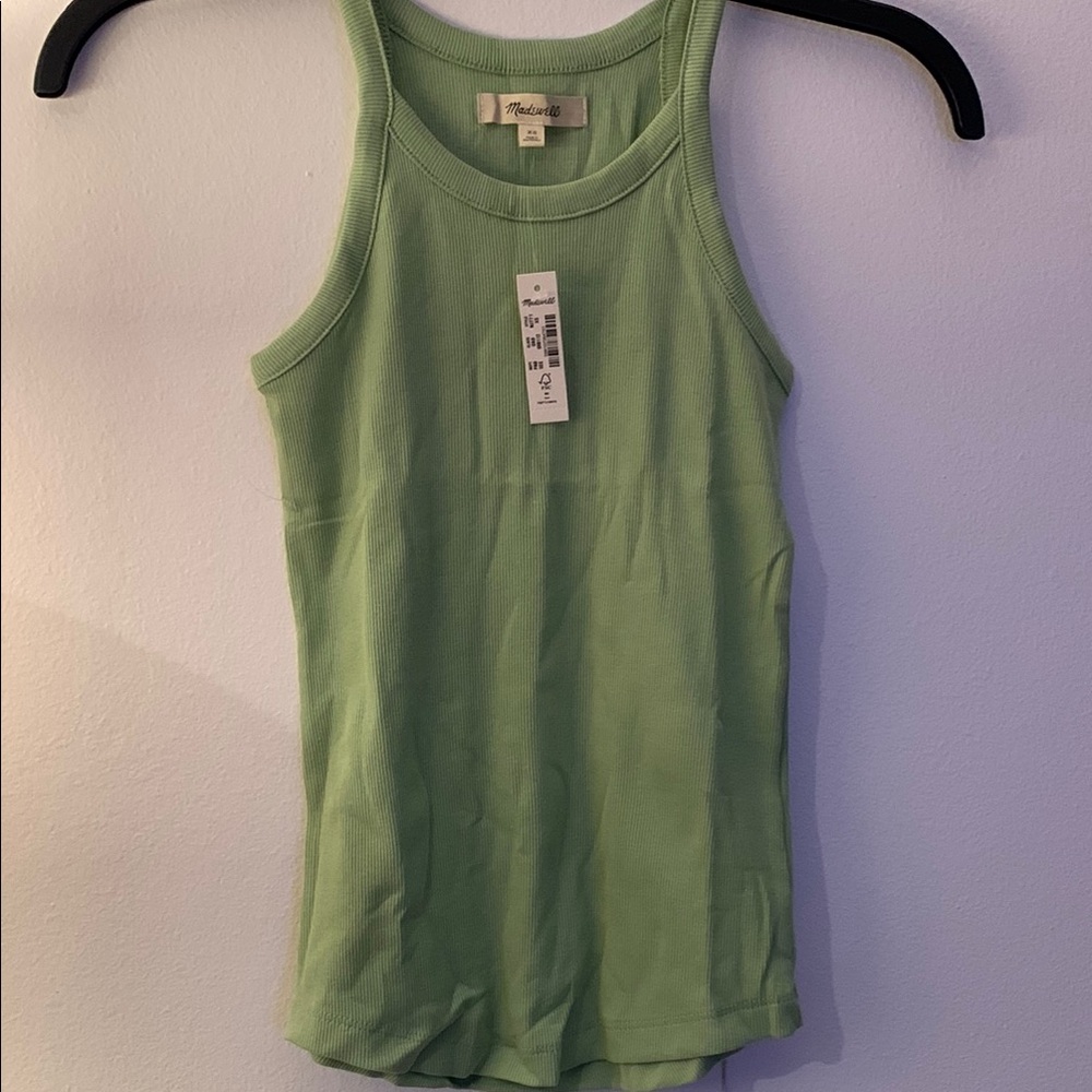 Madewell Fitted Green Sleeveless Tank Top